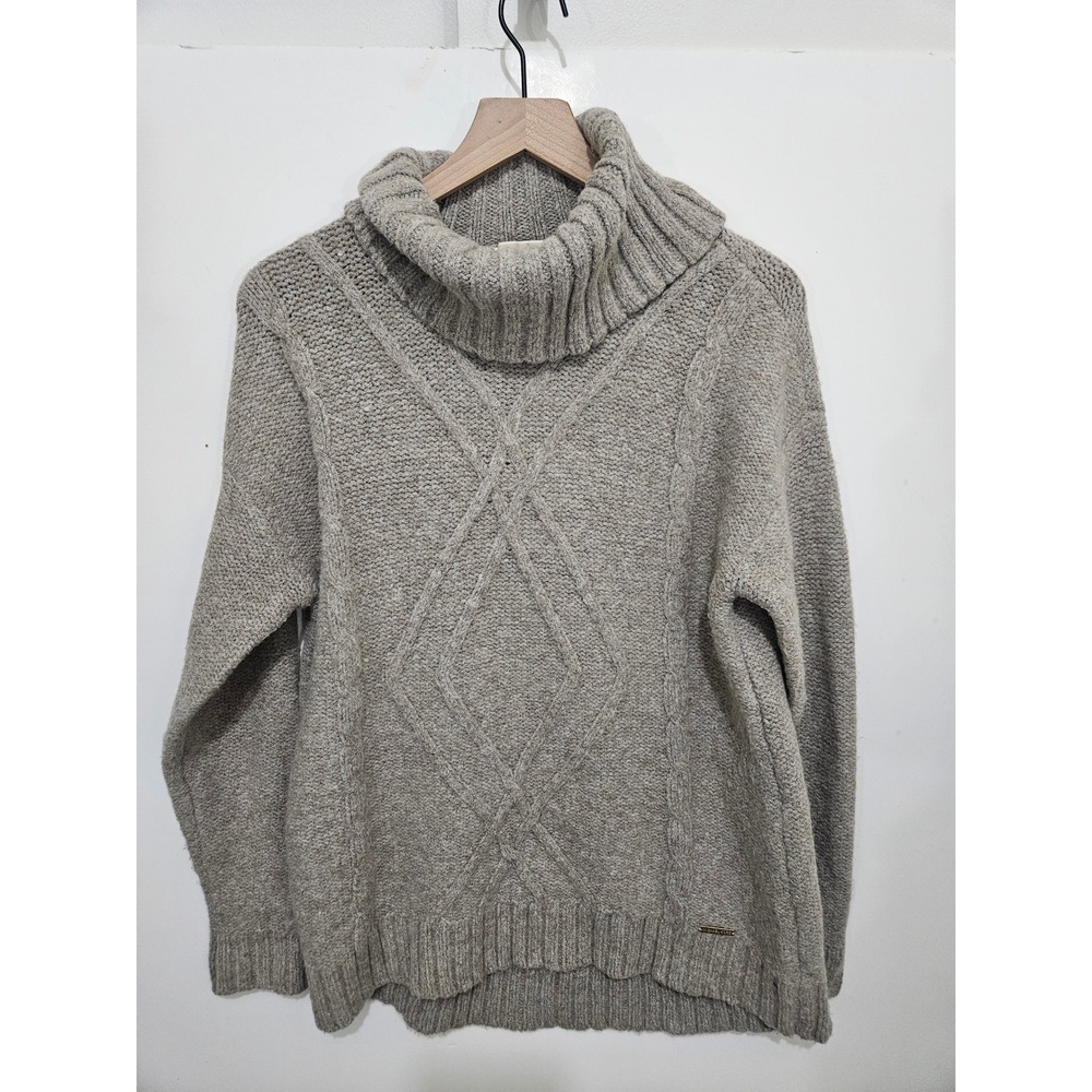 Michael Kors Oatmeal Beige Cable Knit Cowl Neck Turtleneck Sweater Womens Medium